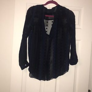 zoa new york sheer navy blouse